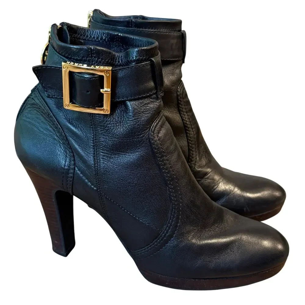 Tory Burch Ankle Boots Melrose Mestico Leather Heel Moto Black Logo Women’s 9.5